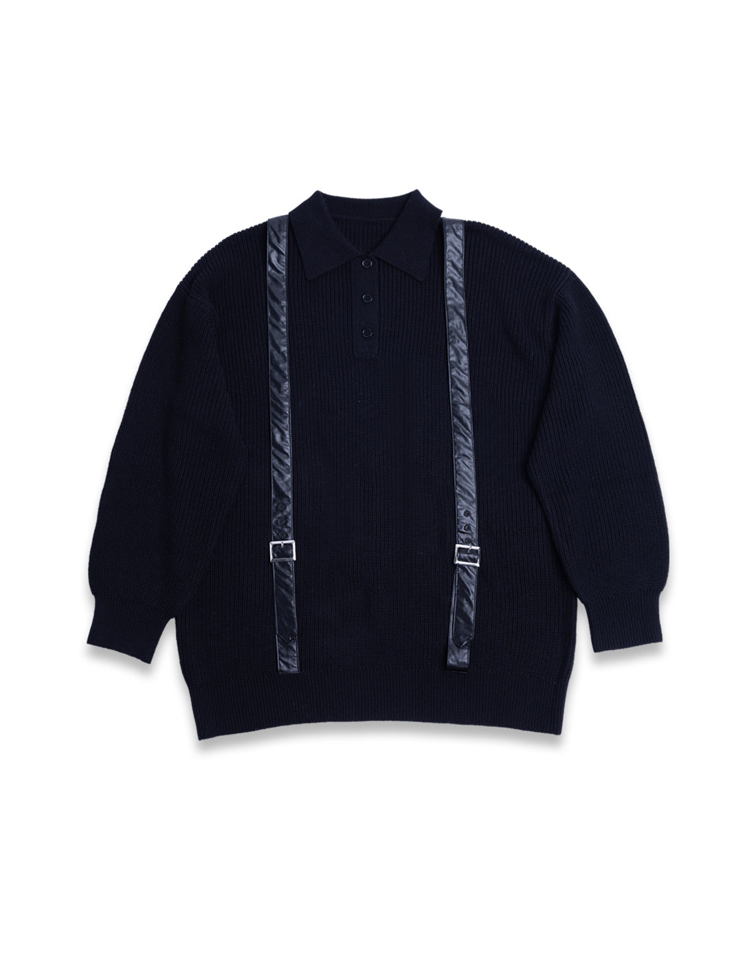 Leather belt collar knit〈 UNISEX 〉